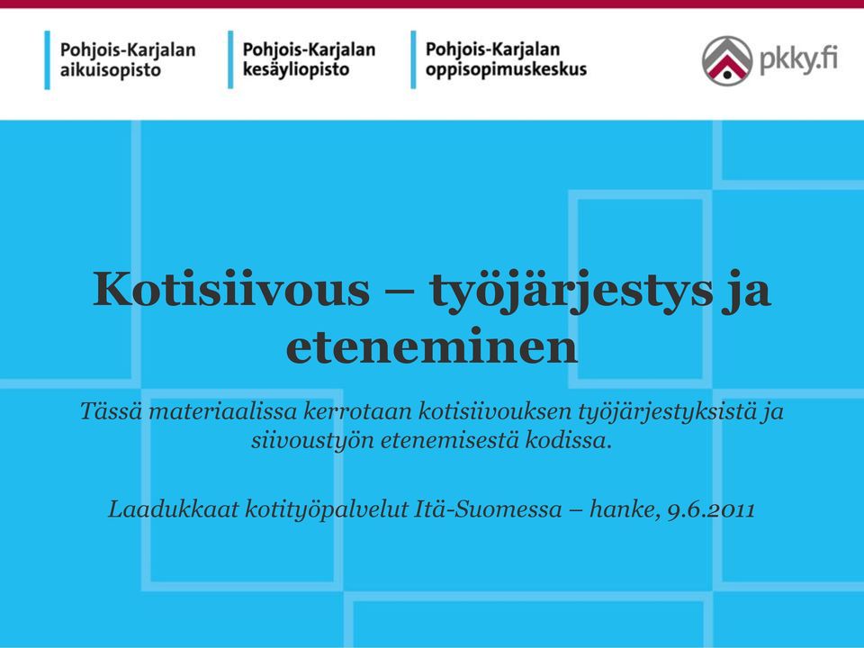 työjärjestyksistä ja siivoustyön etenemisestä