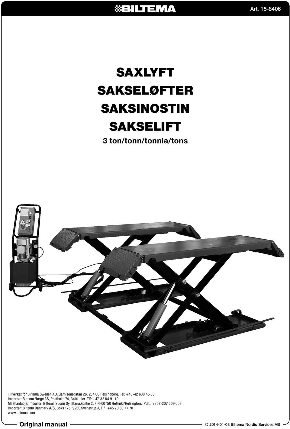 Saxlyft Sakseløfter. 3 ton/tonn/tonnia/tons. Original manual. Art - PDF  Free Download