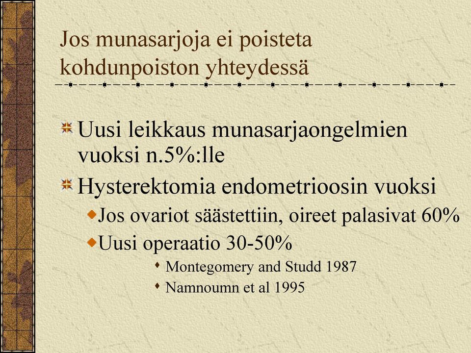 5%:lle Hysterektomia endometrioosin vuoksi Jos ovariot
