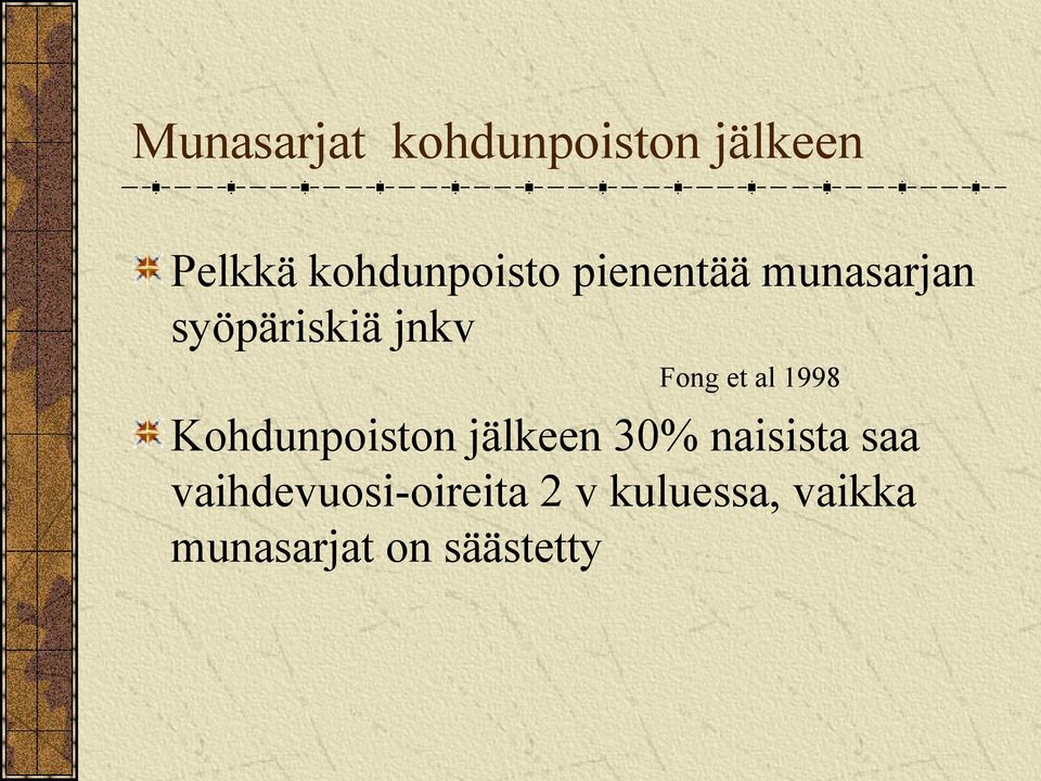 1998 Kohdunpoiston jälkeen 30% naisista saa