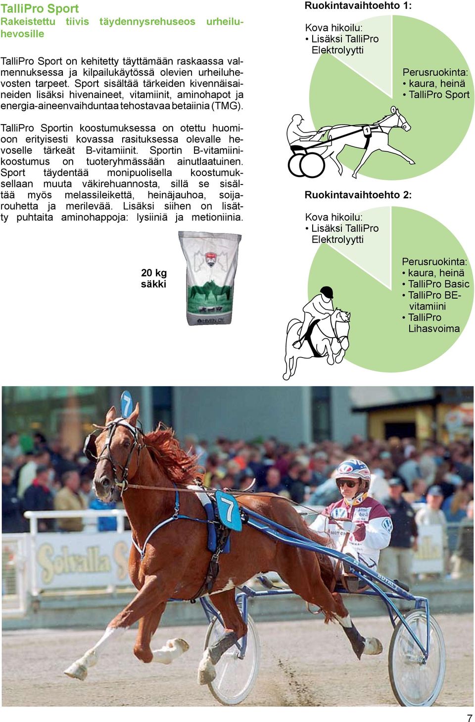 TalliPro Sportin koostumuksessa on otettu huomioon erityisesti kovassa rasituksessa olevalle hevoselle tärkeät B-vitamiinit. Sportin B-vitamiinikoostumus on tuoteryhmässään ainutlaatuinen.