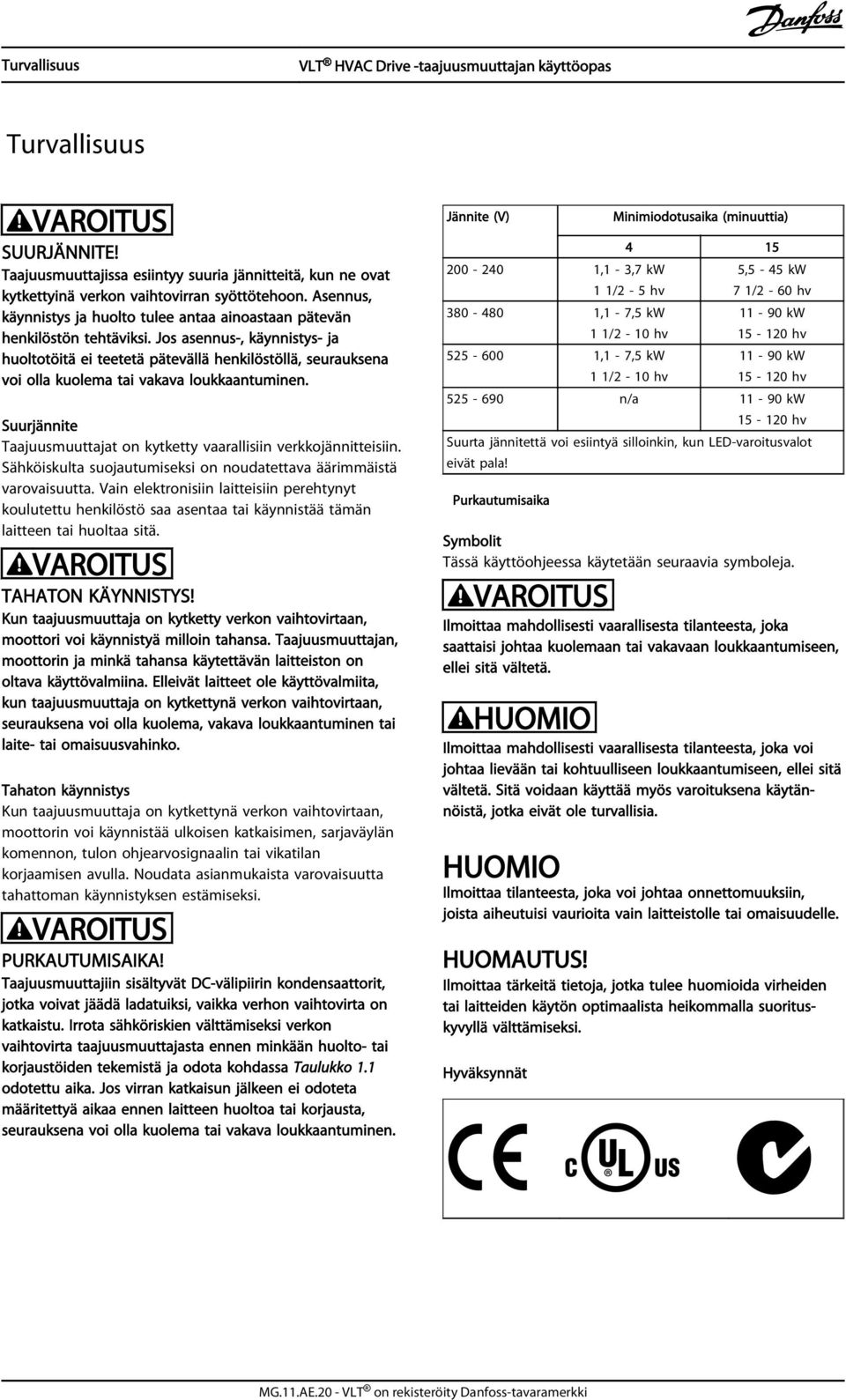 Jos asennus-, käynnistys- ja huoltotöitä ei teetetä pätevällä henkilöstöllä, seurauksena voi olla kuolema tai vakava loukkaantuminen.