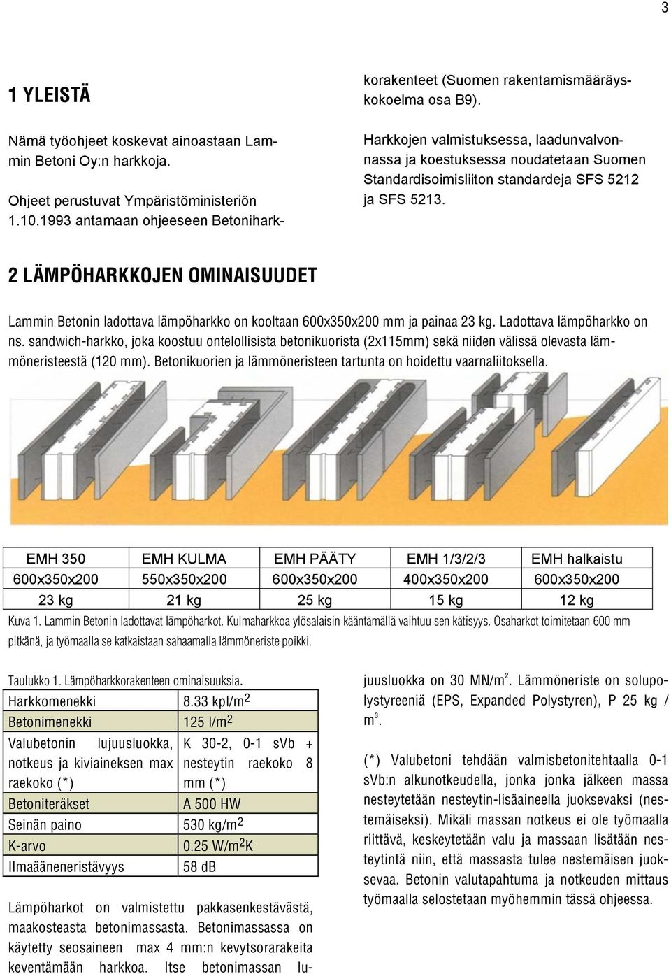 2 LÄMPÖHARKKOJEN OMINAISUUDET Lammin Betonin ladottava lämpöharkko on kooltaan 600x350x200 mm ja painaa 23 kg. Ladottava lämpöharkko on ns.