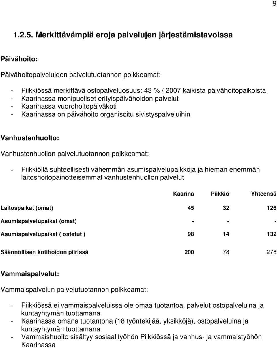 Kaarinassa monipuoliset erityispäivähoidon palvelut - Kaarinassa vuorohoitopäiväkoti - Kaarinassa on päivähoito organisoitu sivistyspalveluihin Vanhustenhuolto: Vanhustenhuollon palvelutuotannon