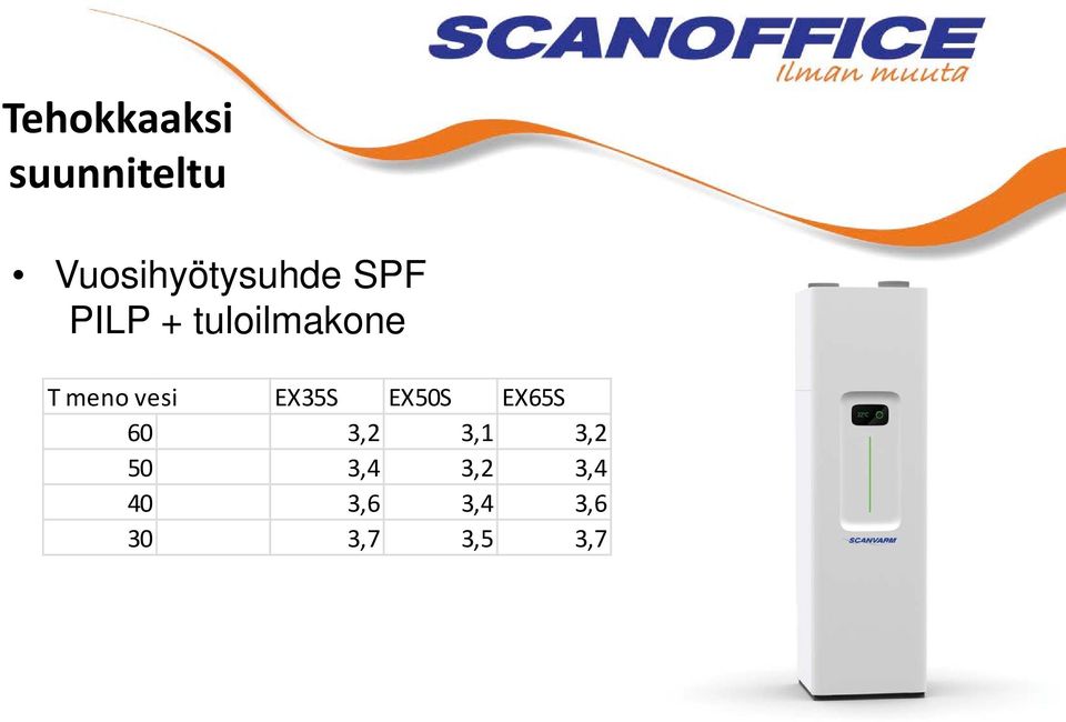 tuloilmakone T meno vesi EX35S EX50S