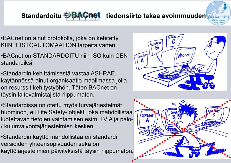 Täten BACnet on täysin laitevalmistajista riippumaton.