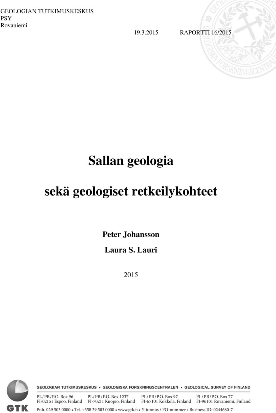 2015 RAPORTTI 16/2015 Sallan geologia