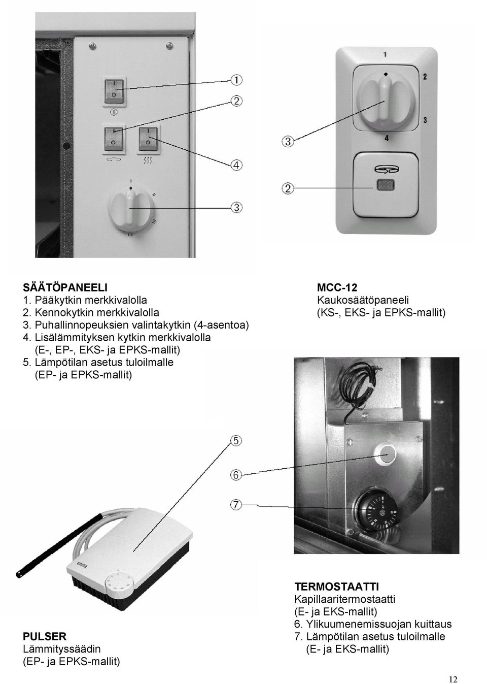 Lisälämmityksen kytkin merkkivalolla (E-, EP-, EKS- ja EPKS-mallit) 5.