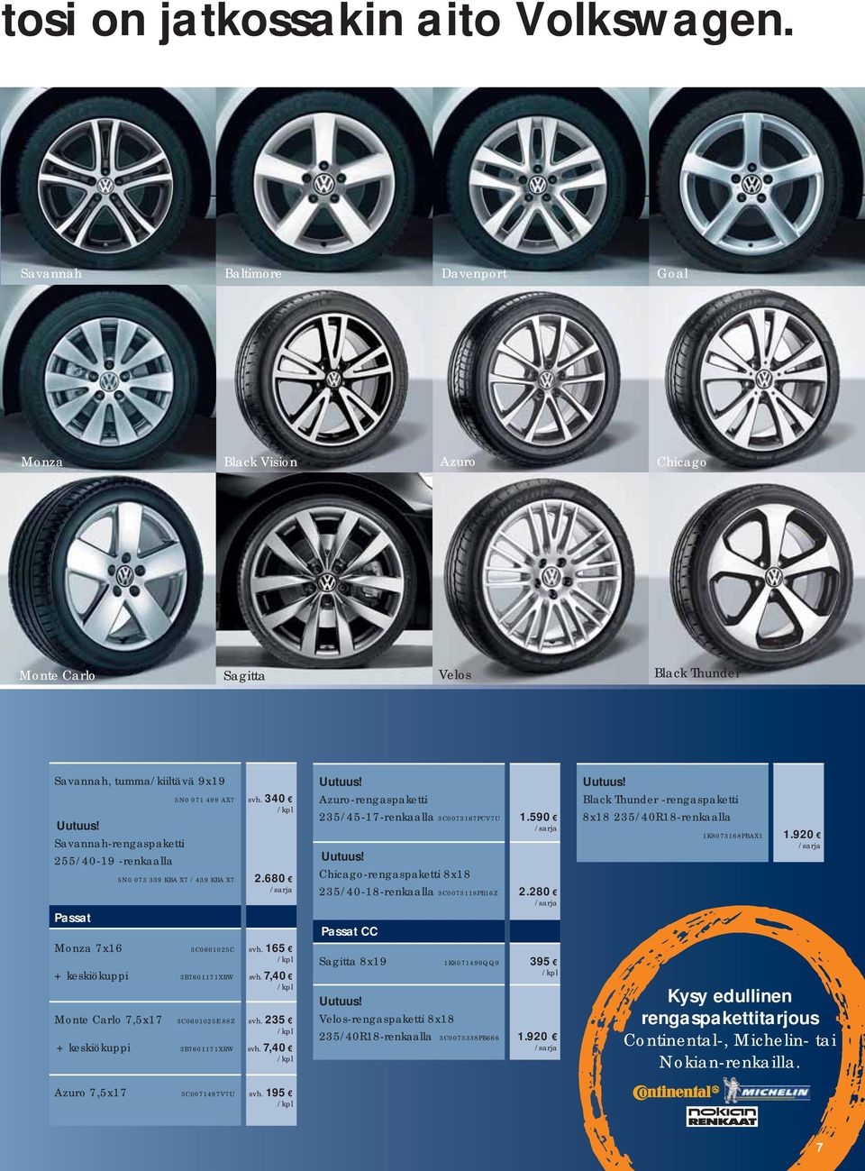 680 /sarja Monza 7x16 3C0601025C 165 + keskiökuppi 3B7601171XRW 7,40 Monte Carlo 7,5x17 3C0601025E 88Z 235 + keskiökuppi 3B7601171XRW 7,40 Uutuus!