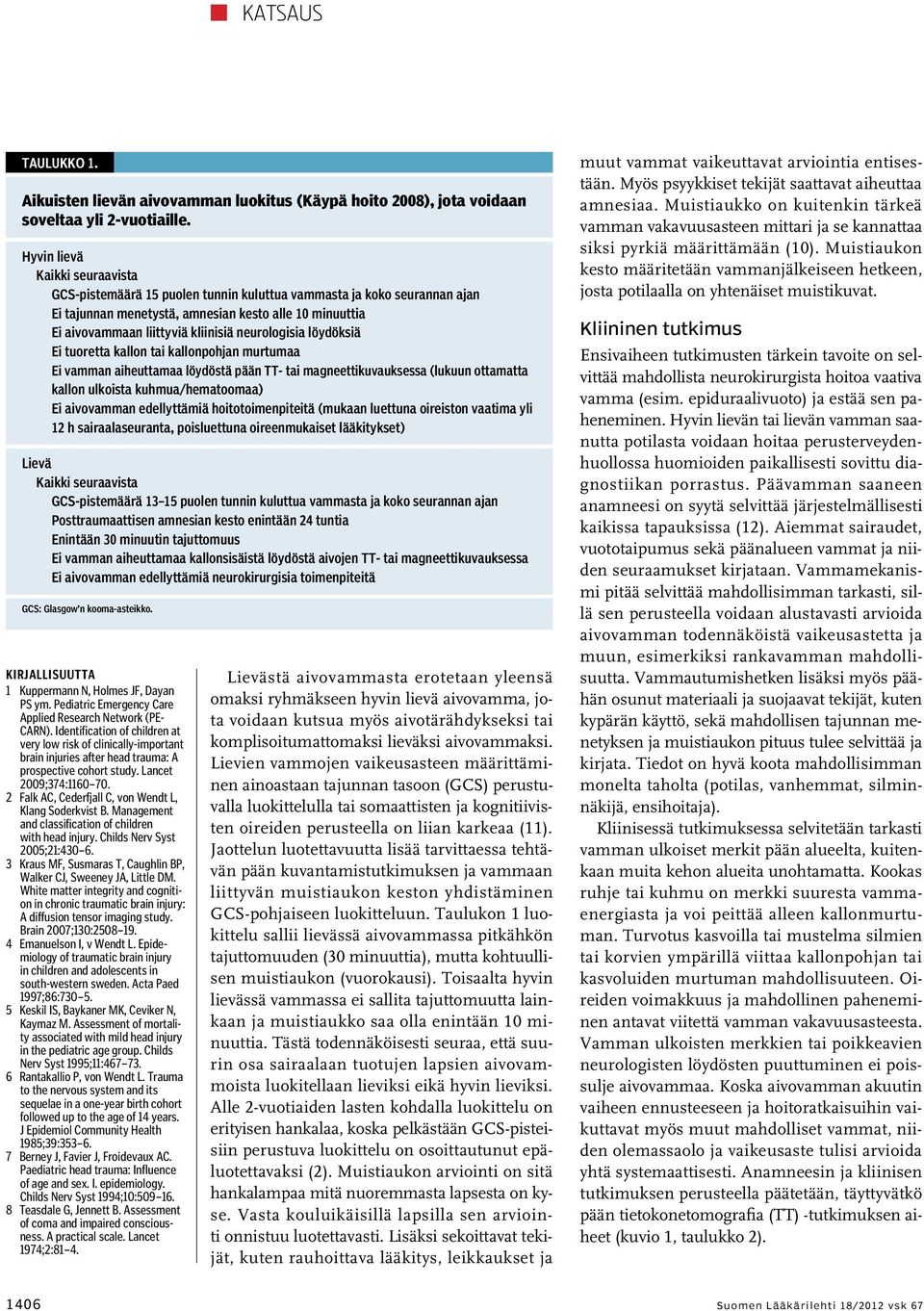 neurologisia löydöksiä Ei tuoretta kallon tai kallonpohjan murtumaa Ei vamman aiheuttamaa löydöstä pään TT- tai magneettikuvauksessa (lukuun ottamatta kallon ulkoista kuhmua/hematoomaa) Ei aivovamman