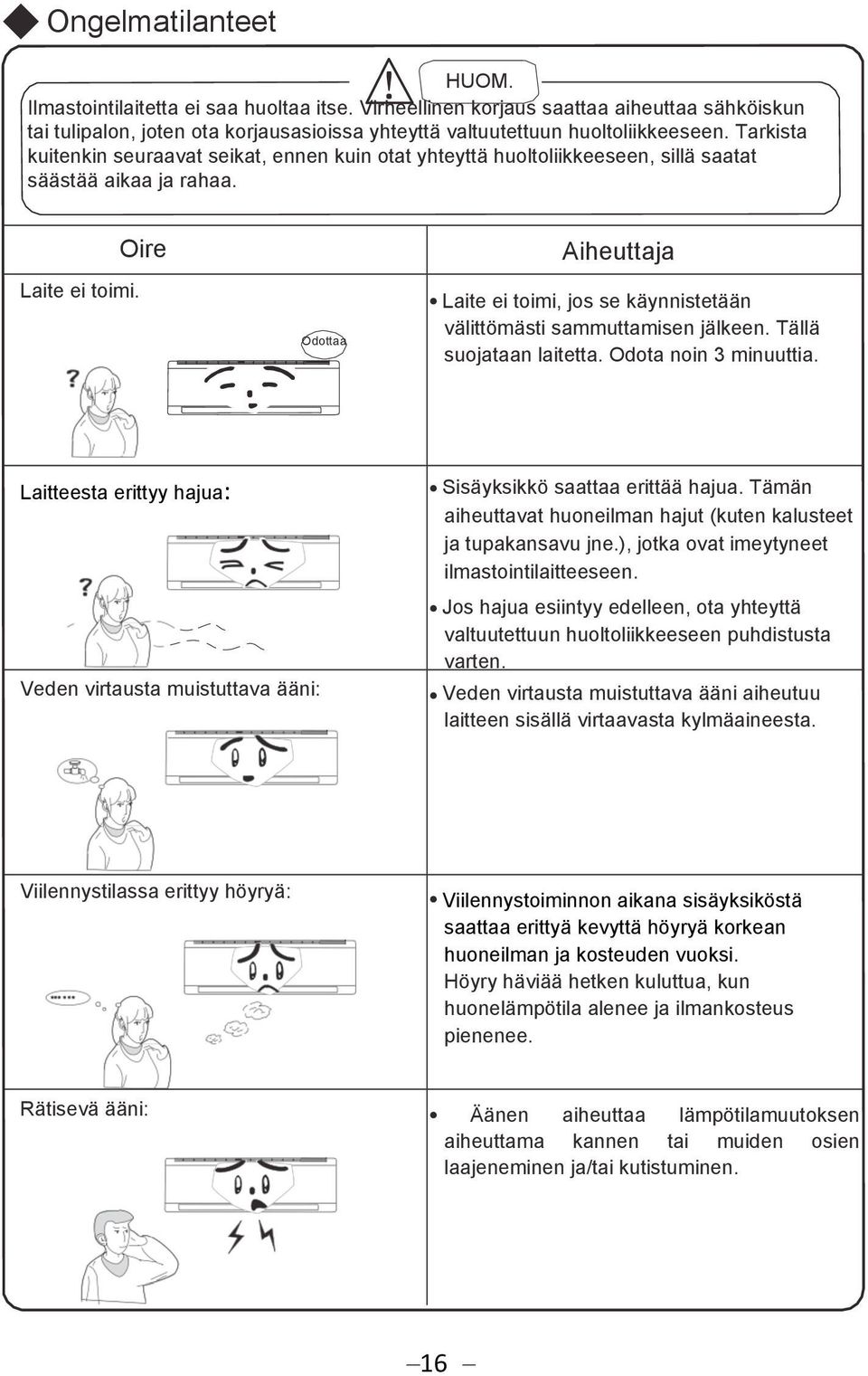 Oire Odottaa Aiheuttaja Laite ei toimi, jos se käynnistetään välittömästi sammuttamisen jälkeen. Tällä suojataan laitetta. Odota noin 3 minuuttia.