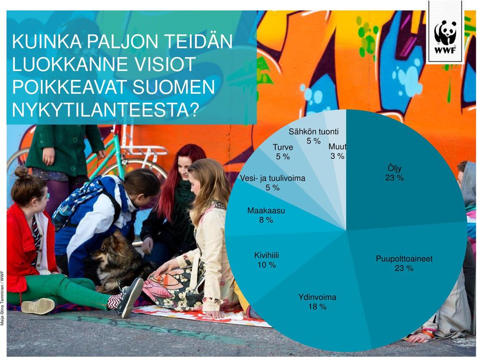 Sähkön tuonti Turve 5 % 5 % Muut 3 % Vesi- ja tuulivoima 5