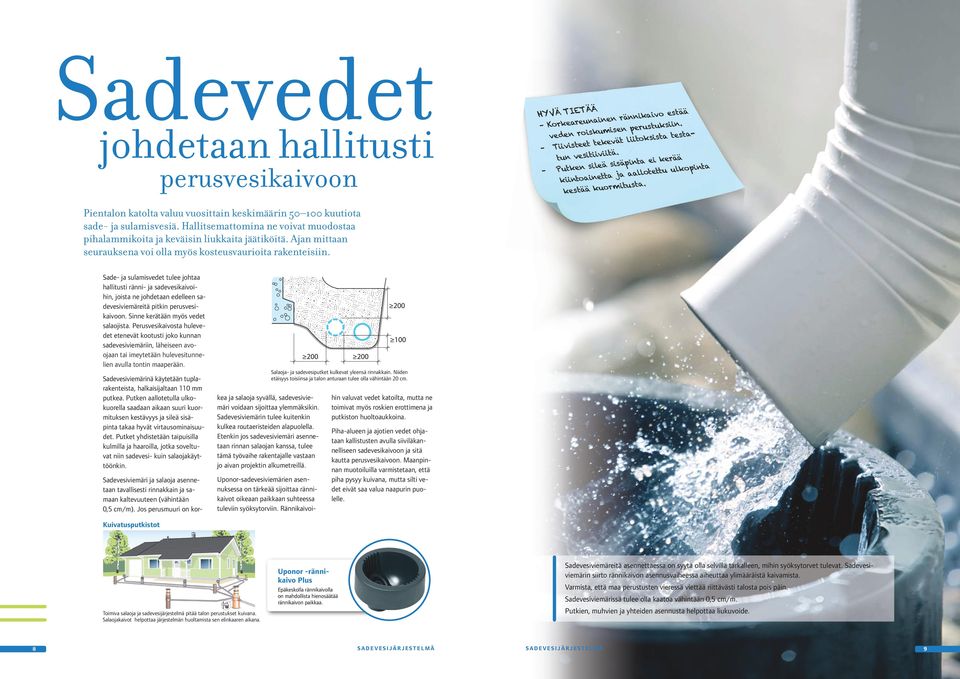 Hallitsemattomina ne voivat muodostaa pihalammikoita ja keväisin liukkaita jäätiköitä. Ajan mittaan seurauksena voi olla myös kosteusvaurioita rakenteisiin.