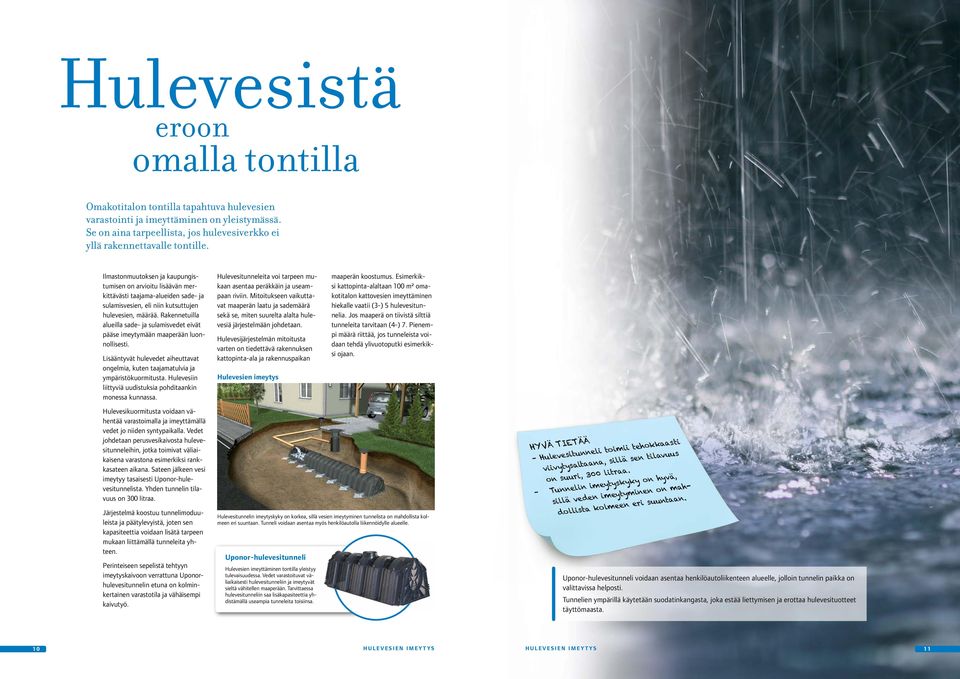 Rakennetuilla alueilla sade- ja sulamisvedet eivät pääse imeytymään maaperään luonnollisesti. Lisääntyvät hulevedet aiheuttavat ongelmia, kuten taajamatulvia ja ympäristökuormitusta.