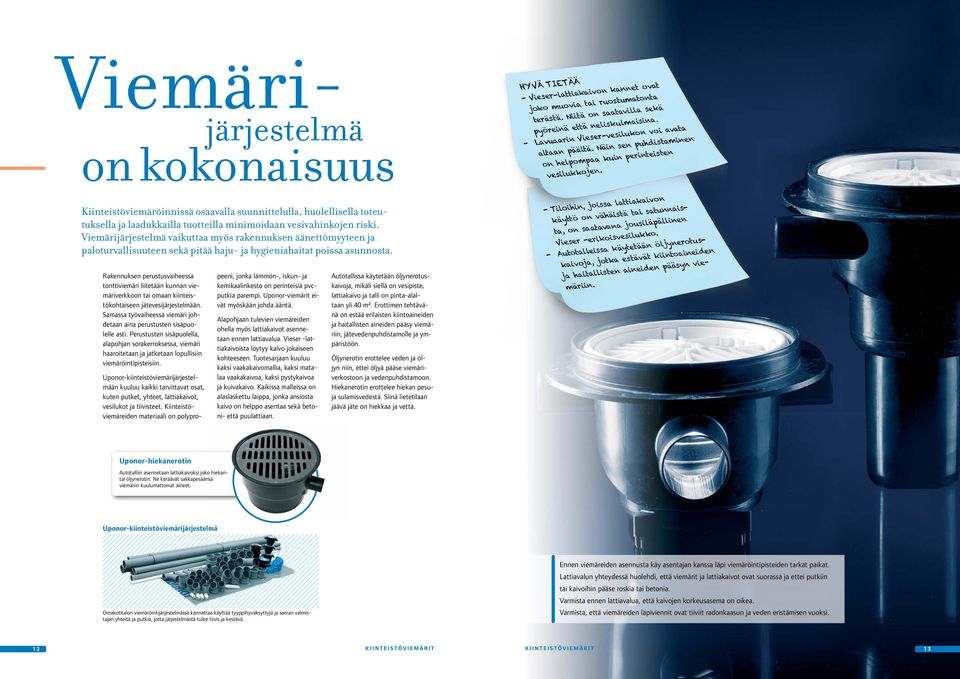 Kiinteistöviemäröinnissä osaavalla suunnittelulla, huolellisella toteutuksella ja laadukkailla tuotteilla minimoidaan vesivahinkojen riski.