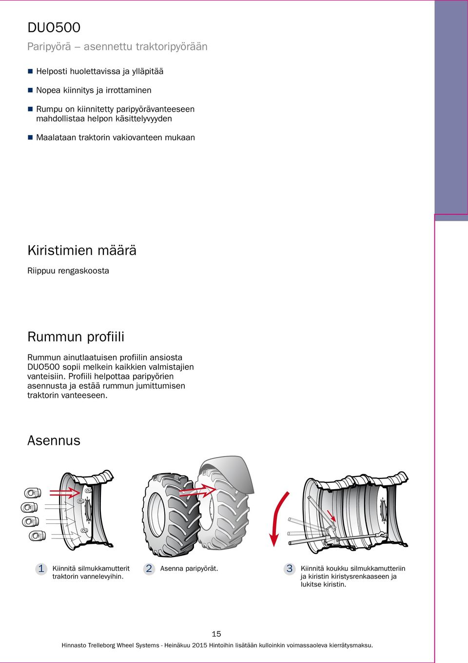 profiilin ansiosta DUO500 sopii melkein kaikkien valmistajien vanteisiin.