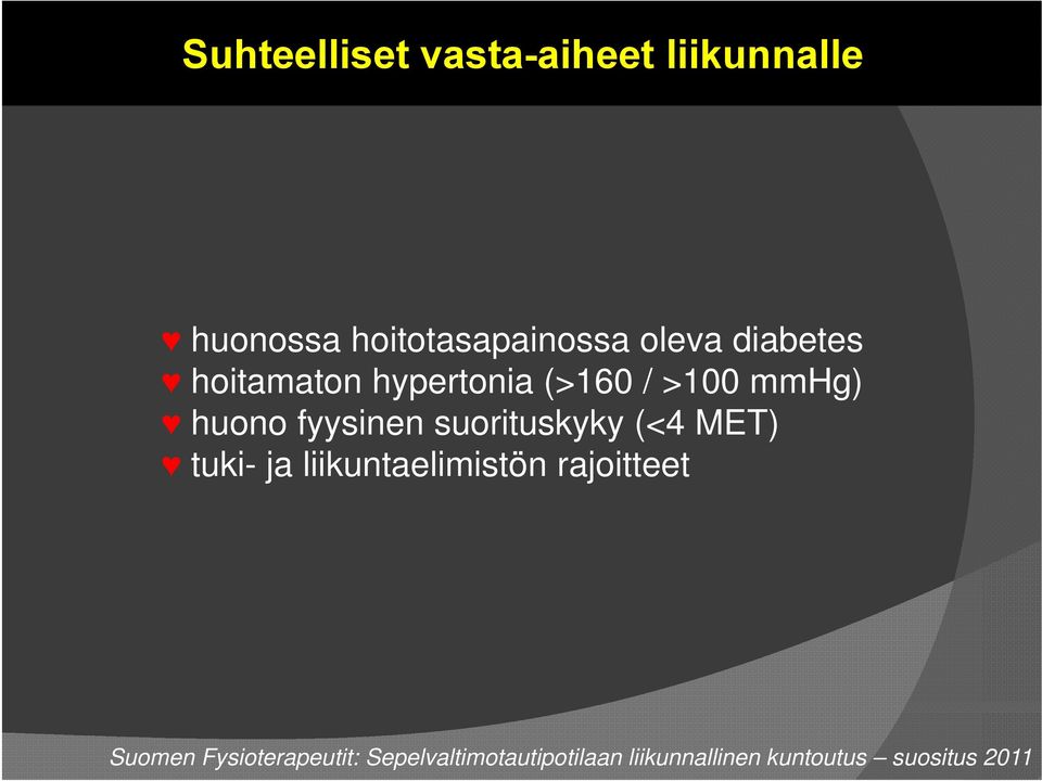 suorituskyky (<4 MET) tuki- ja liikuntaelimistön rajoitteet Suomen