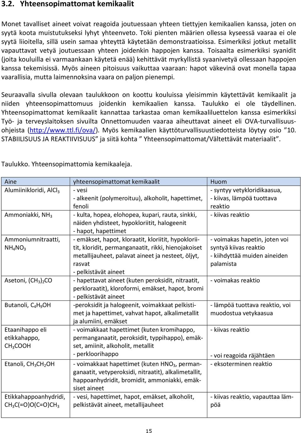 Esimerkiksi jotkut metallit vapauttavat vetyä joutuessaan yhteen joidenkin happojen kanssa.