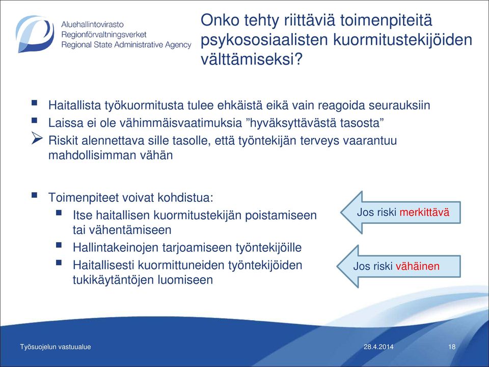 alennettava sille tasolle, että työntekijän terveys vaarantuu mahdollisimman vähän Toimenpiteet voivat kohdistua: Itse haitallisen