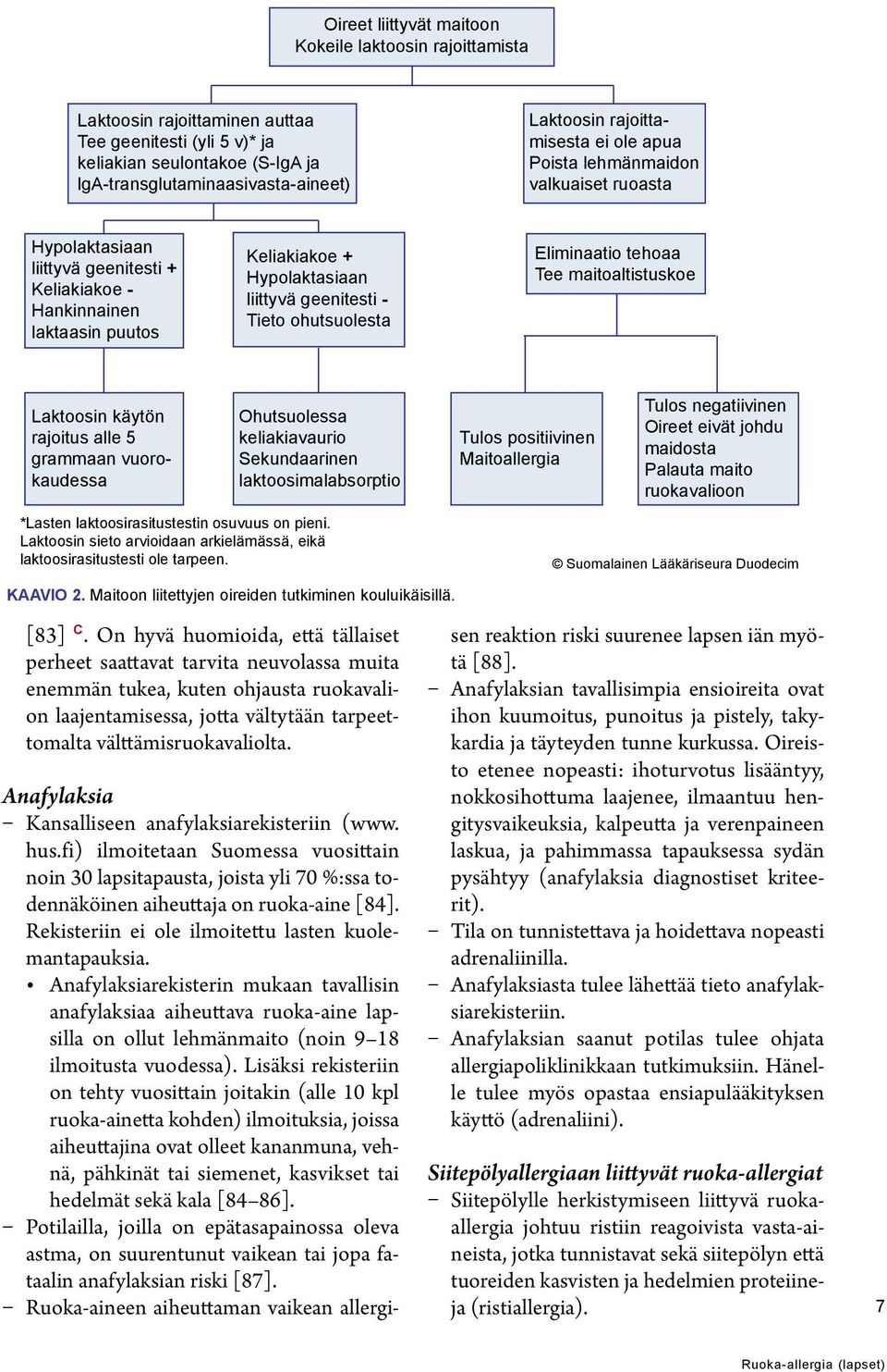 Tieto ohutsuolesta Eliminaatio tehoaa Tee maitoaltistuskoe Laktoosin käytön rajoitus alle 5 grammaan vuorokaudessa Ohutsuolessa keliakiavaurio Sekundaarinen laktoosimalabsorptio *Lasten