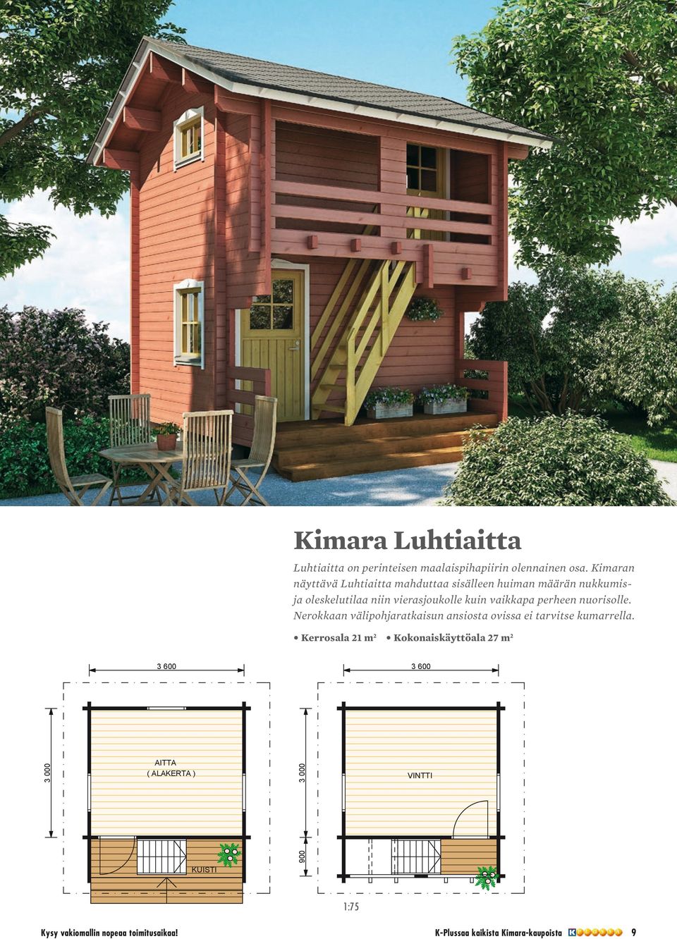 vaikkapa perheen nuorisolle. Nerokkaan välipohjaratkaisun ansiosta ovissa ei tarvitse kumarrella.