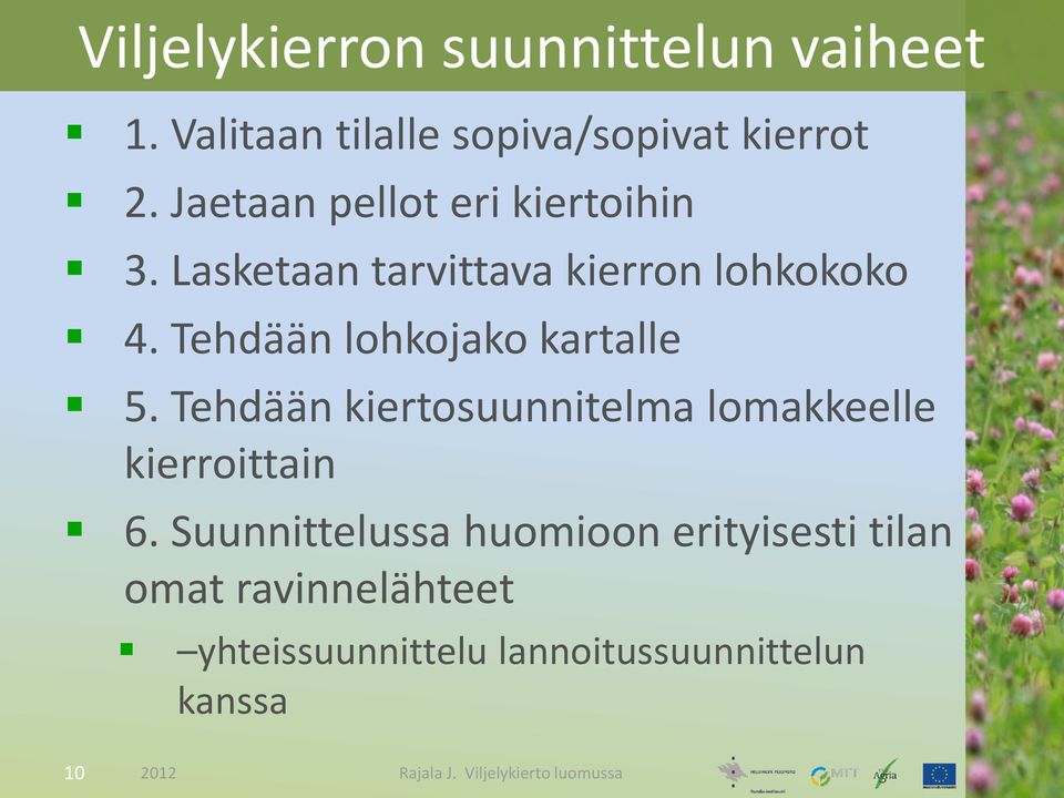 Tehdään lohkojako kartalle 5. Tehdään kiertosuunnitelma lomakkeelle kierroittain 6.