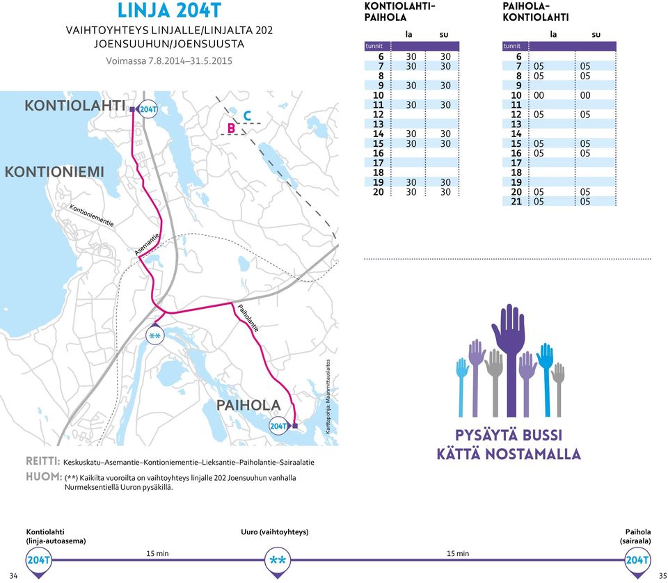 0 13 14 1 0 0 16 0 0 17 18 19 20 0 0 21 0 0 ** PIHOL 204T reitti: Keskuskatu semantie Kontioniementie Lieksantie Paihontie Sairaatie huom: (**) kaikilta