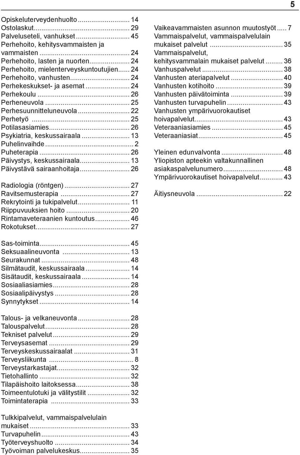 .. 25 Potilasasiamies... 26 Psykiatria, keskussairaala... 13 Puhelinvaihde... 2 Puheterapia... 26 Päivystys, keskussairaala... 13 Päivystävä sairaanhoitaja... 26 Radiologia (röntgen).