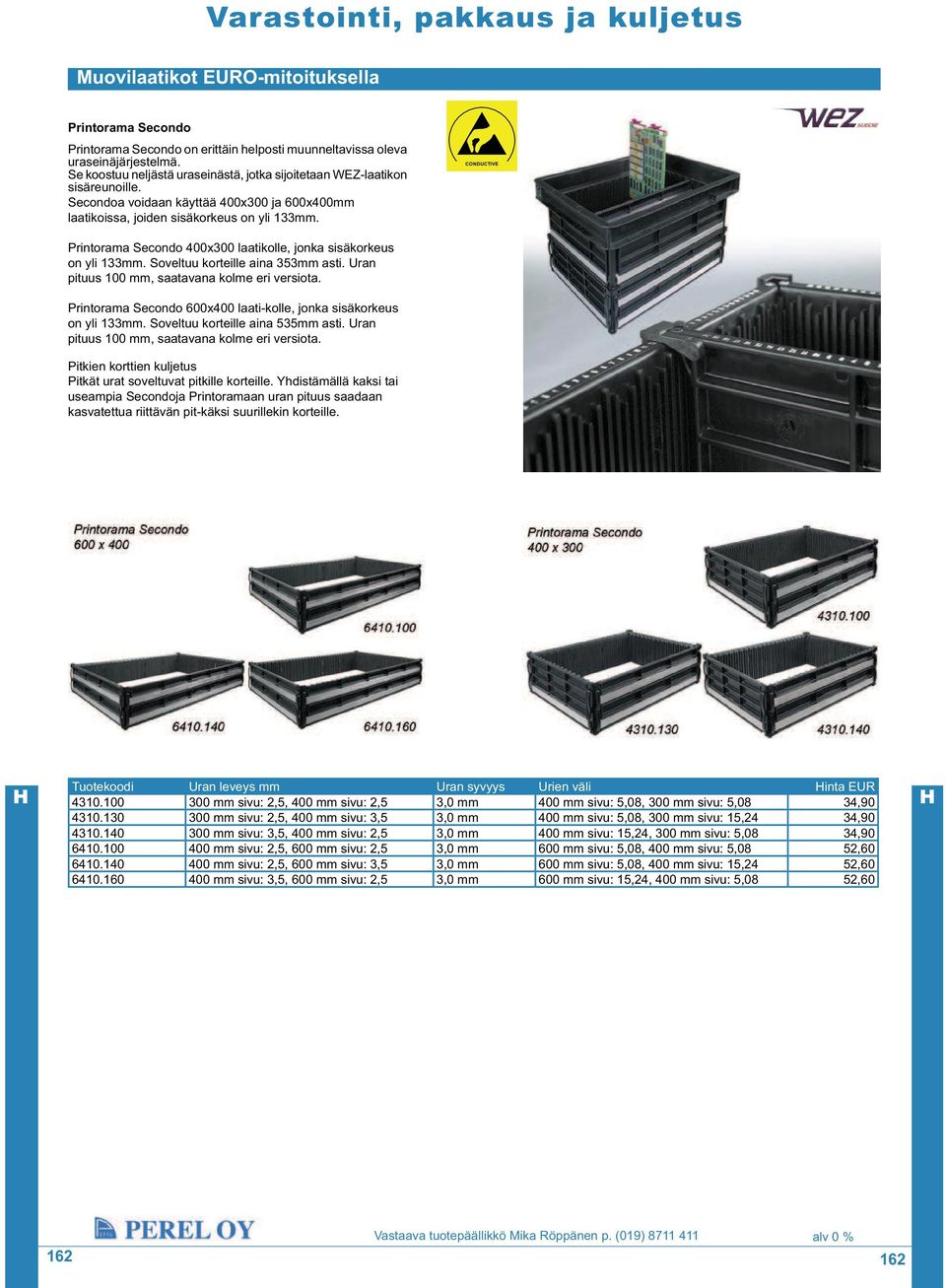 Printorama Secondo 400x300 laatikolle, jonka sisäkorkeus on yli 133mm. Soveltuu korteille aina 353mm asti. Uran pituus 100 mm, saatavana kolme eri versiota.