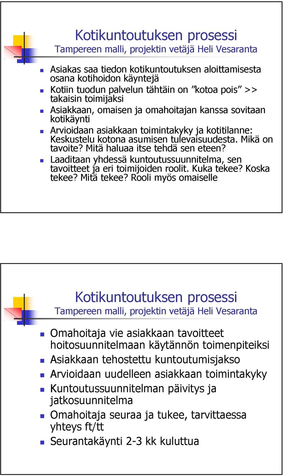 Mitä haluaa itse tehdä sen eteen? Laaditaan yhdessä kuntoutussuunnitelma, sen tavoitteet ja eri toimijoiden roolit. Kuka tekee? Koska tekee? Mitä tekee?