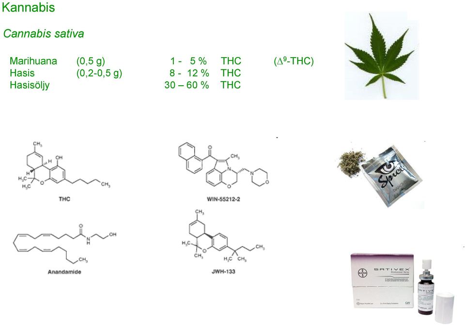 Hasis (0,2-0,5 g) 8-12 % THC