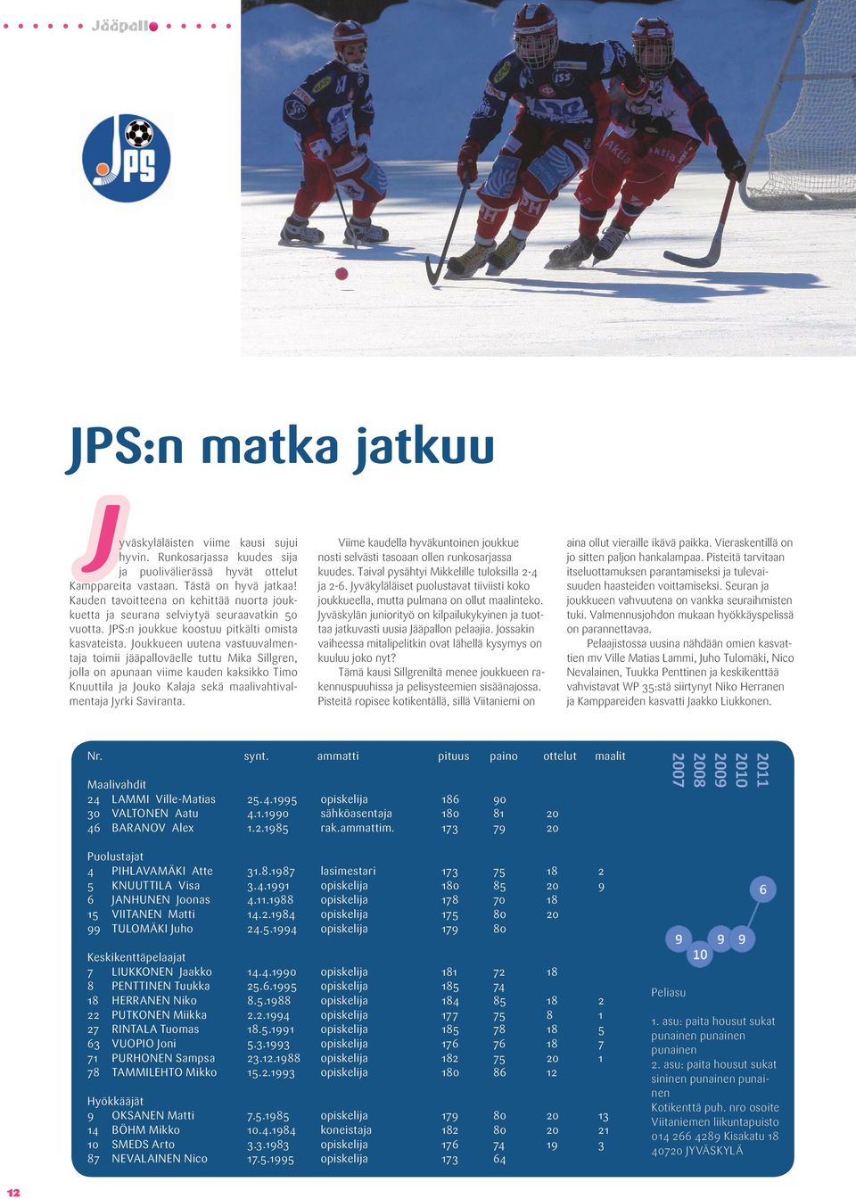 Joukkueen uutena vastuuvalmentaja toimii jääpalloväelle tuttu Mika Sillgren, jolla on apunaan viime kauden kaksikko Timo Knuuttila ja Jouko Kalaja sekä maalivahtivalmentaja Jyrki Saviranta.
