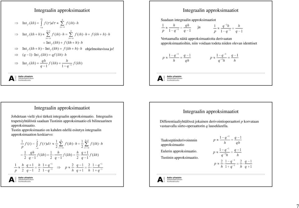 approksimaatio. Integraalin trapetsiyhtälöstä saadaan Tustinin approksimaatio eli bilineaarinen approksimaatio.