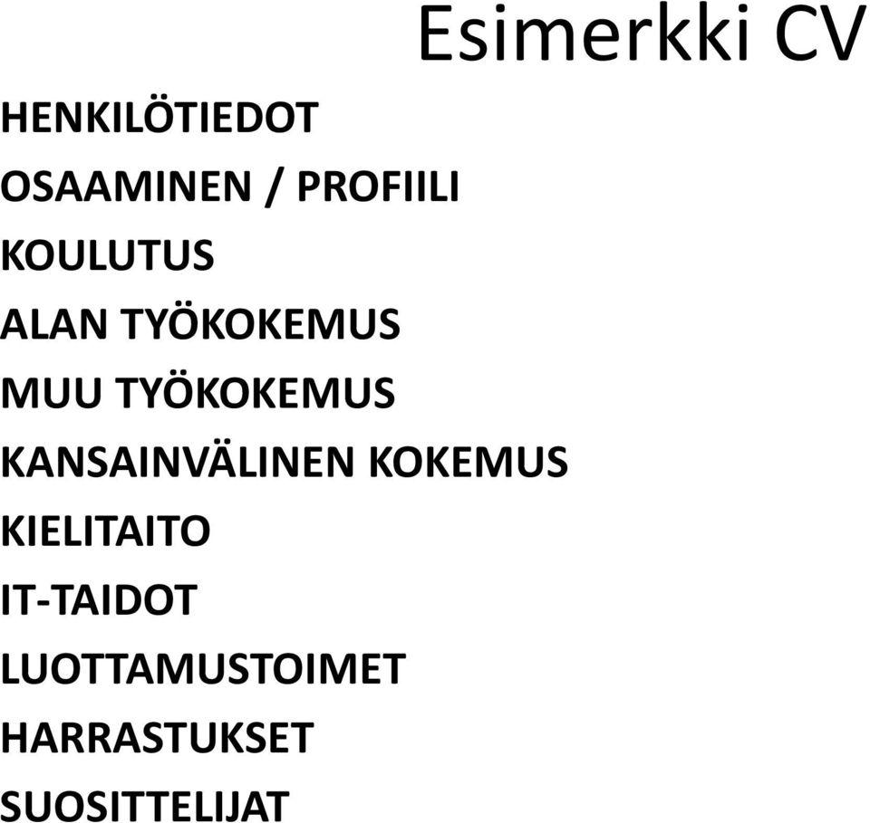 KANSAINVÄLINEN KOKEMUS KIELITAITO IT-TAIDOT