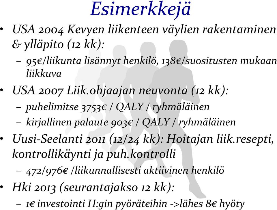 ohjaajan neuvonta (12 kk): puhelimitse 3753 / QALY / ryhmäläinen kirjallinen palaute 903 / QALY / ryhmäläinen