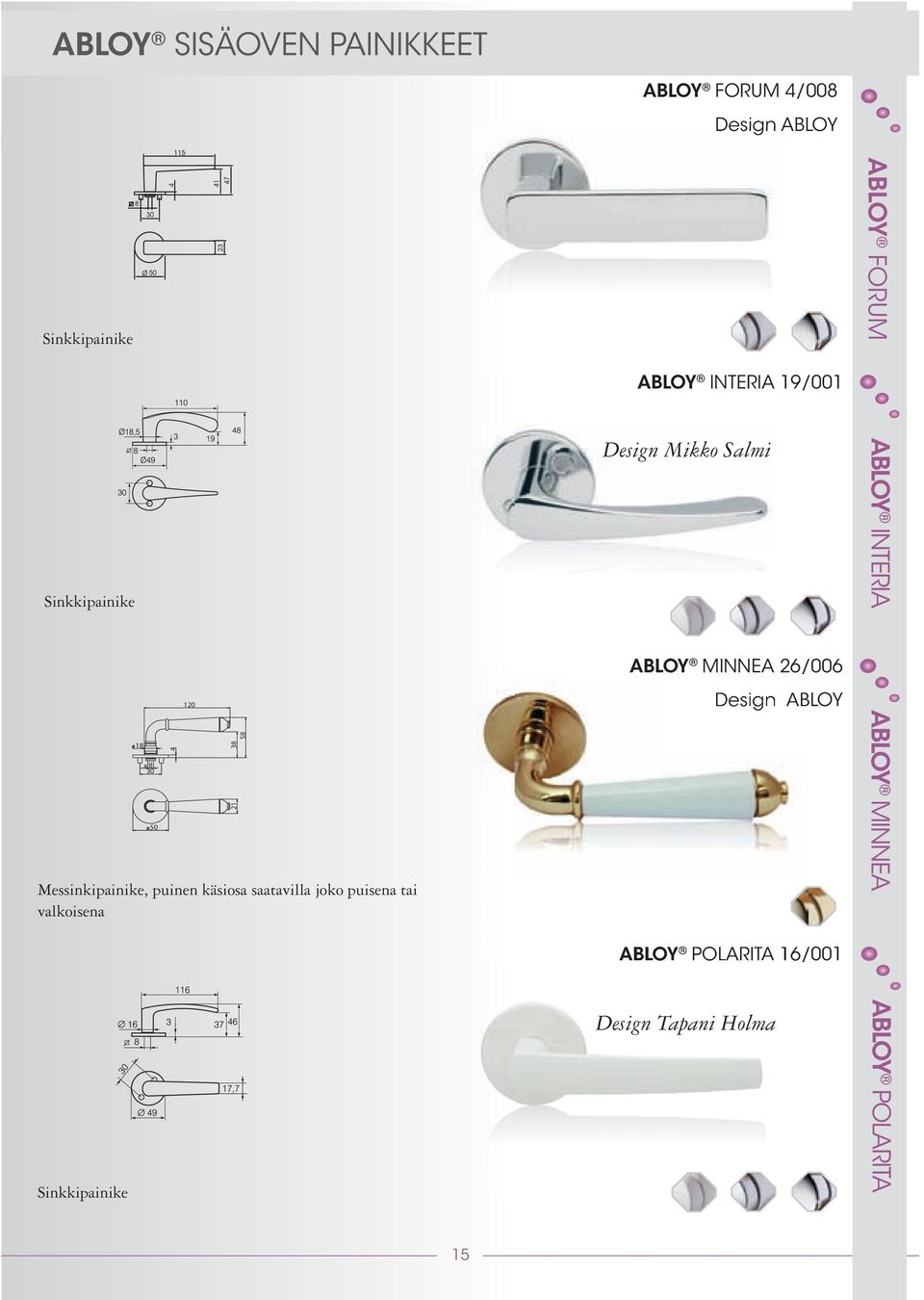 puinen käsiosa saatavilla joko puisena tai valkoisena 38 21 58 ABLOY MINNEA 26/006