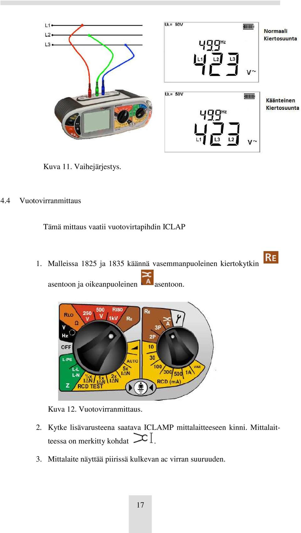 asentoon. Kuva 12. Vuotovirranmittaus. 2.