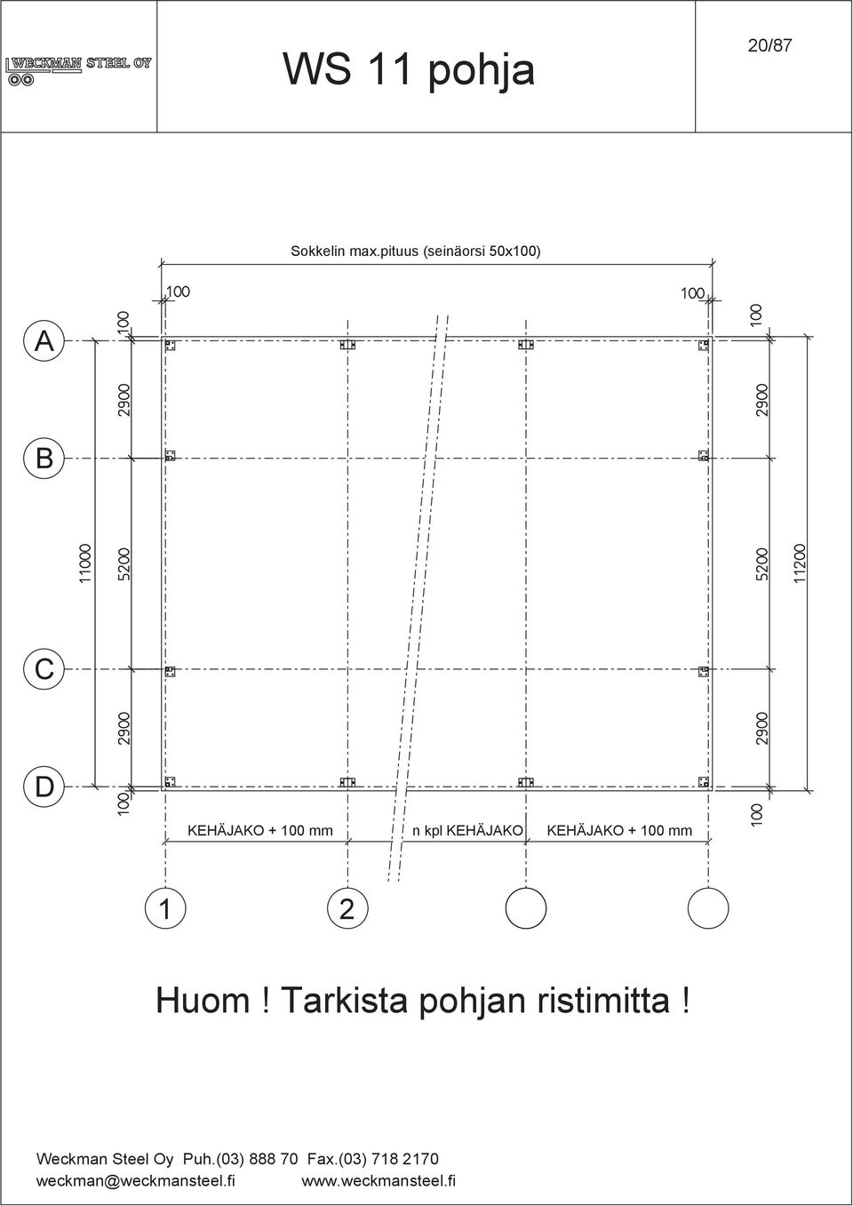 KEHÄJAKO KEHÄJAKO + 100 mm 1 2 Huom!