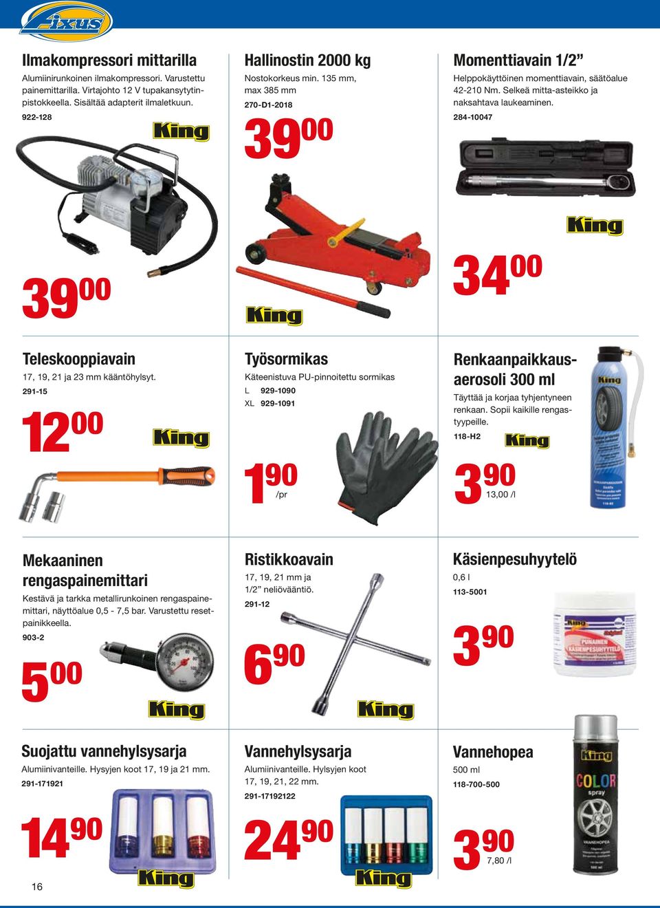 Selkeä mitta-asteikko ja naksahtava laukeaminen. 284-10047 39 00 34 00 Teleskooppiavain 17, 19, 21 ja 23 mm kääntöhylsyt.