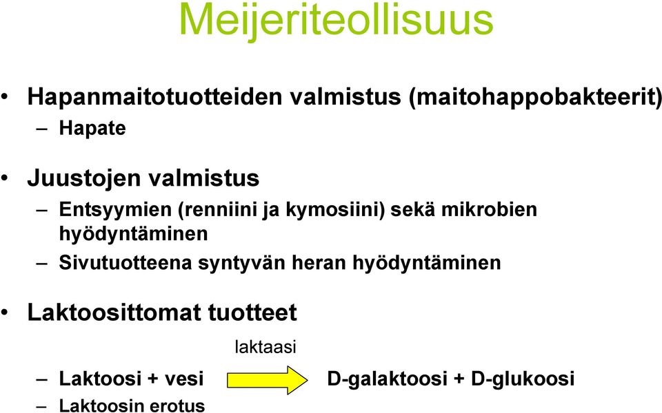 mikrobien hyödyntäminen Sivutuotteena syntyvän heran hyödyntäminen