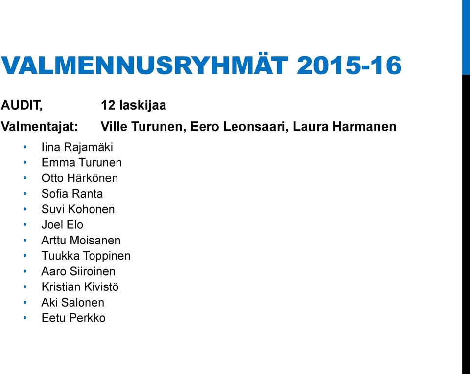 Moisanen Tuukka Toppinen Aaro Siiroinen Kristian Kivistö Aki