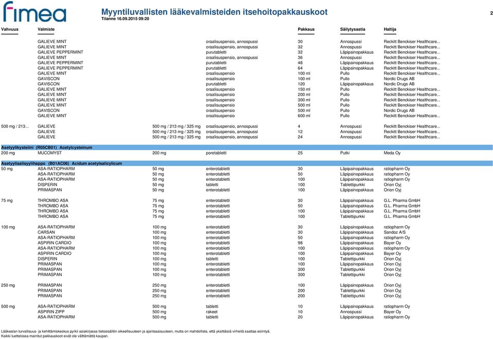 .. GALIEVE MINT oraalisuspensio, annospussi 36 Annospussi Reckitt Benckiser Healthcare... GALIEVE PEPPERMINT purutabletti 48 Läpipainopakkaus Reckitt Benckiser Healthcare.