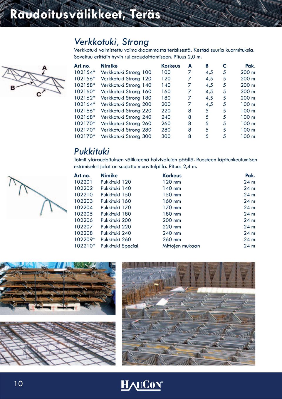102154* Verkkotuki Strong 100 100 7 4,5 5 200 m 102156* Verkkotuki Strong 120 120 7 4,5 5 200 m 102158* Verkkotuki Strong 140 140 7 4,5 5 200 m 102160* Verkkotuki Strong 160 160 7 4,5 5 200 m 102162*