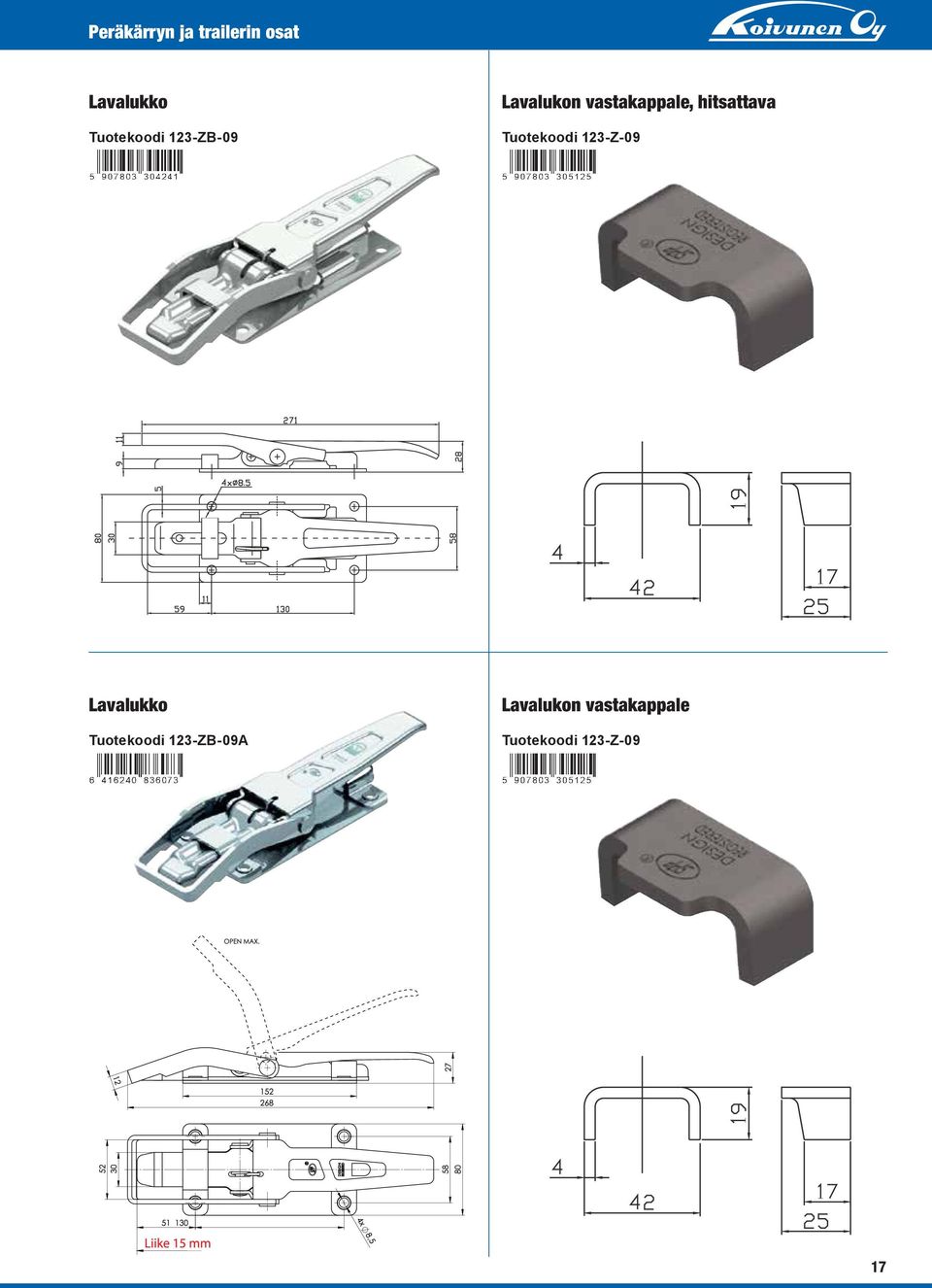 123-Z-09 Lavalukko Tuotekoodi 123-ZB-09A