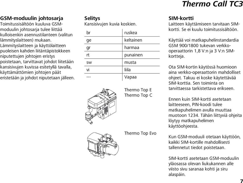 johtojen päät eristetään ja johdot niputetaan jälleen. Selitys Kansisivujen kuvia koskien.