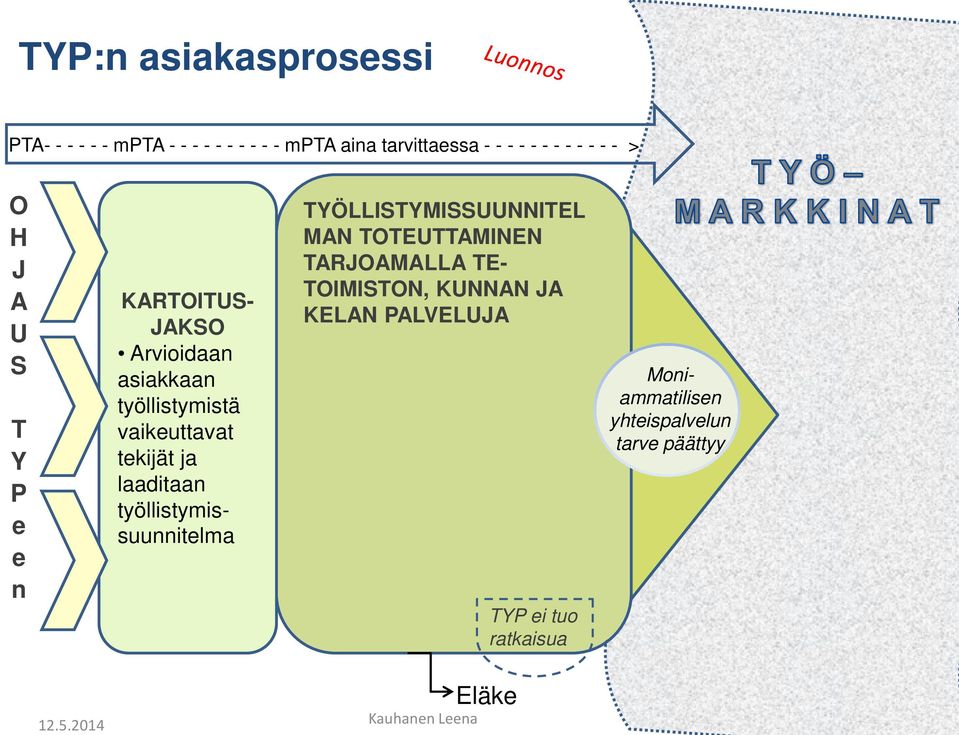 PALVELUJA TYP ei tuo ratkaisua KARTOITUS- JAKSO Arvioidaan asiakkaan työllistymistä vaikeuttavat tekijät ja