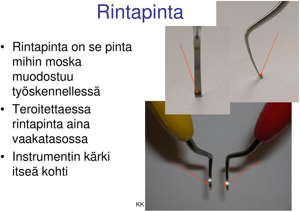 Teroitettaessa rintapinta aina