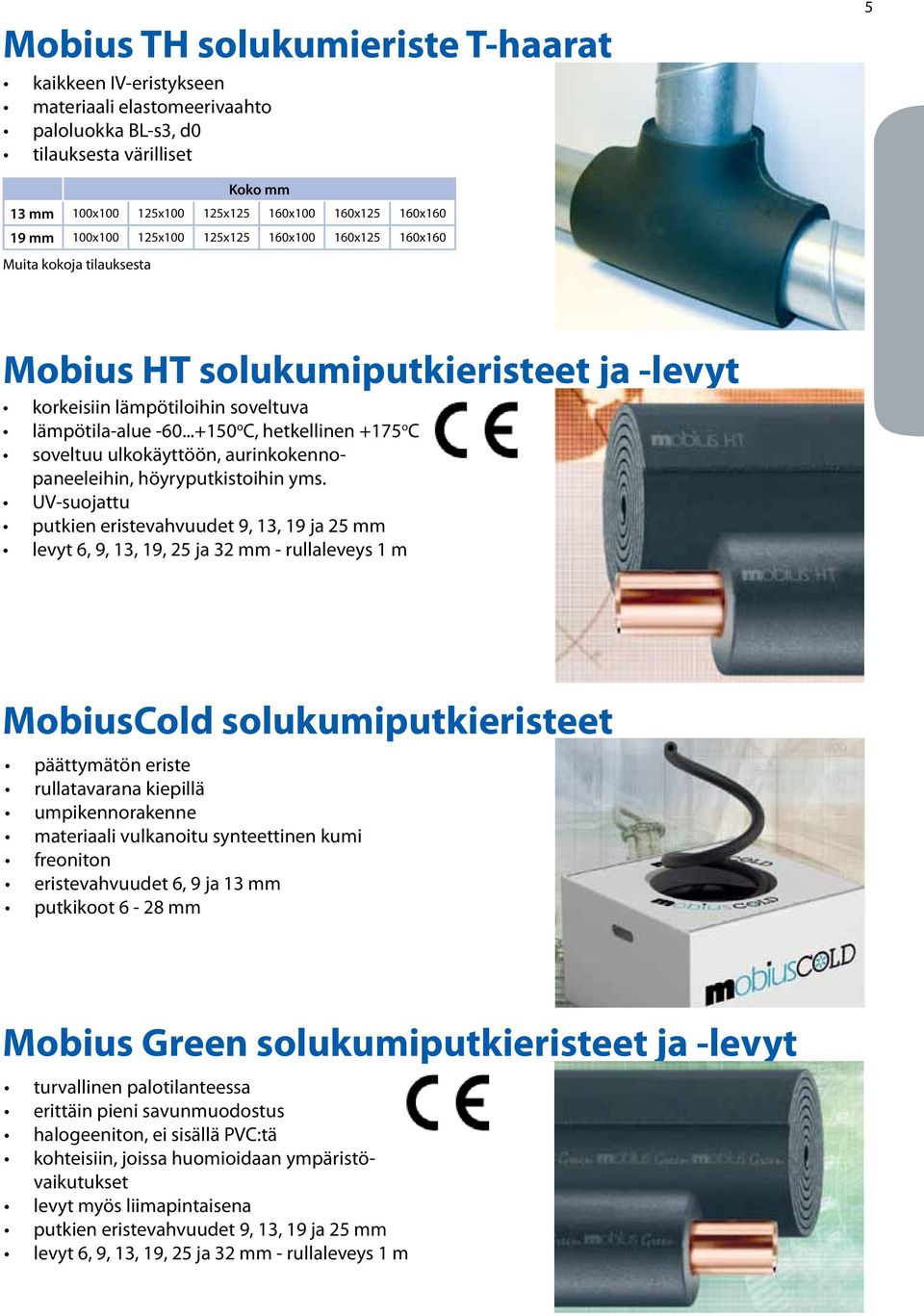 ..+150 o C, hetkellinen +175 o C soveltuu ulkokäyttöön, aurinkokennopaneeleihin, höyryputkistoihin yms.