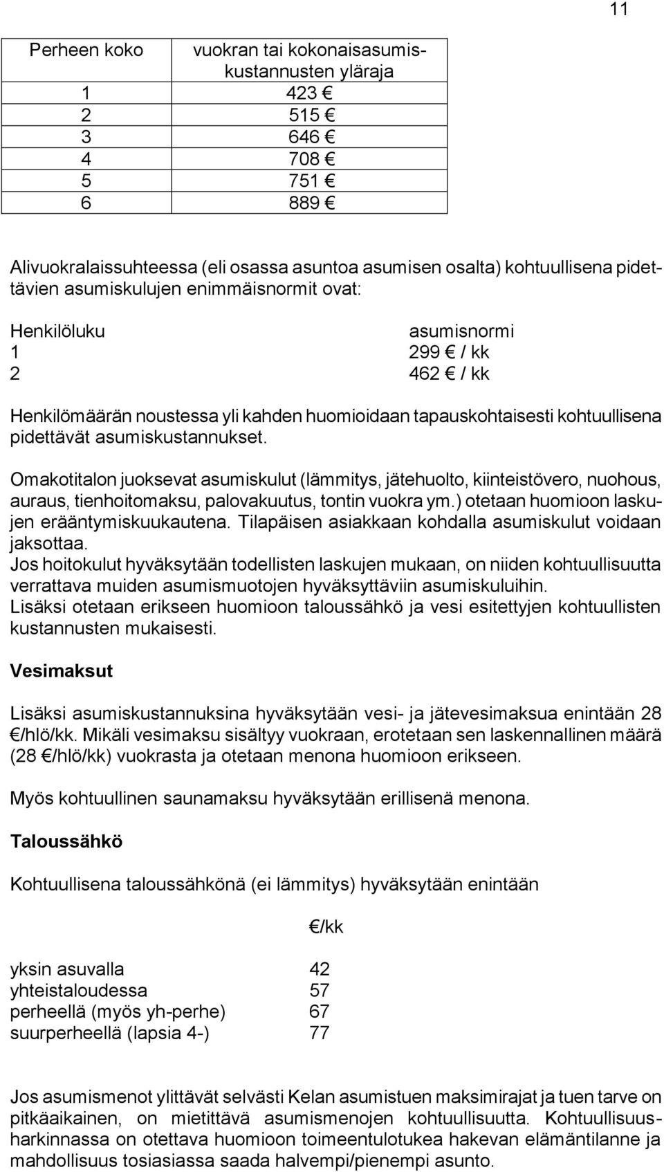 Omakotitalon juoksevat asumiskulut (lämmitys, jätehuolto, kiinteistövero, nuohous, auraus, tienhoitomaksu, palovakuutus, tontin vuokra ym.) otetaan huomioon laskujen erääntymiskuukautena.