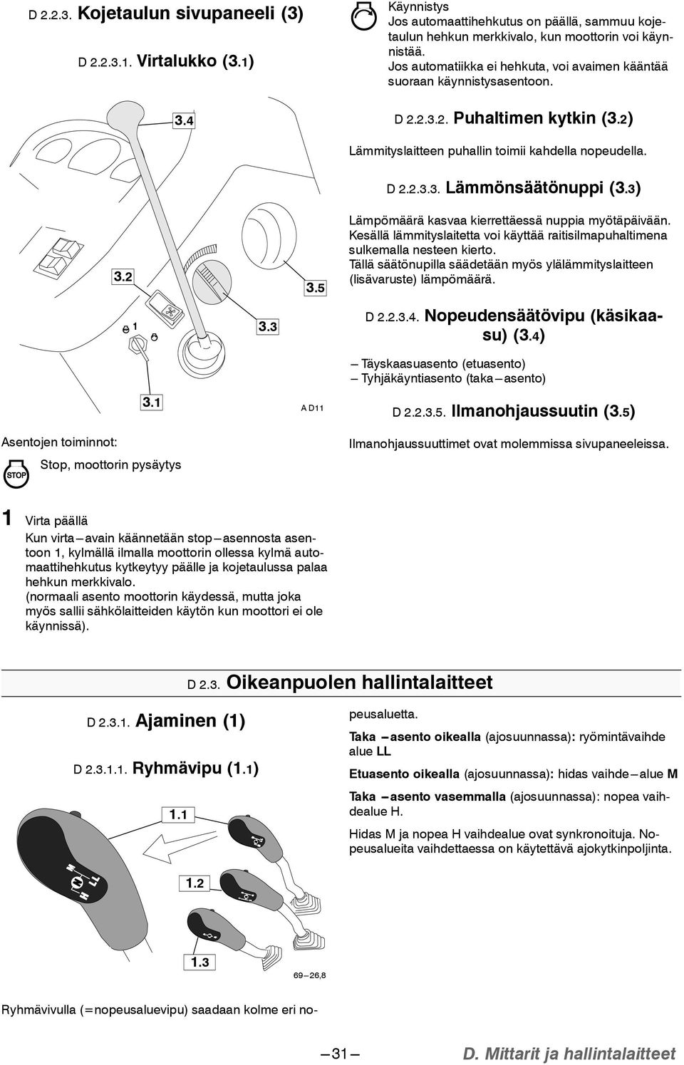 3) Lämpömäärä kasvaa kierrettäessä nuppia myötäpäivään. Kesällä lämmityslaitetta voi käyttää raitisilmapuhaltimena sulkemalla nesteen kierto.